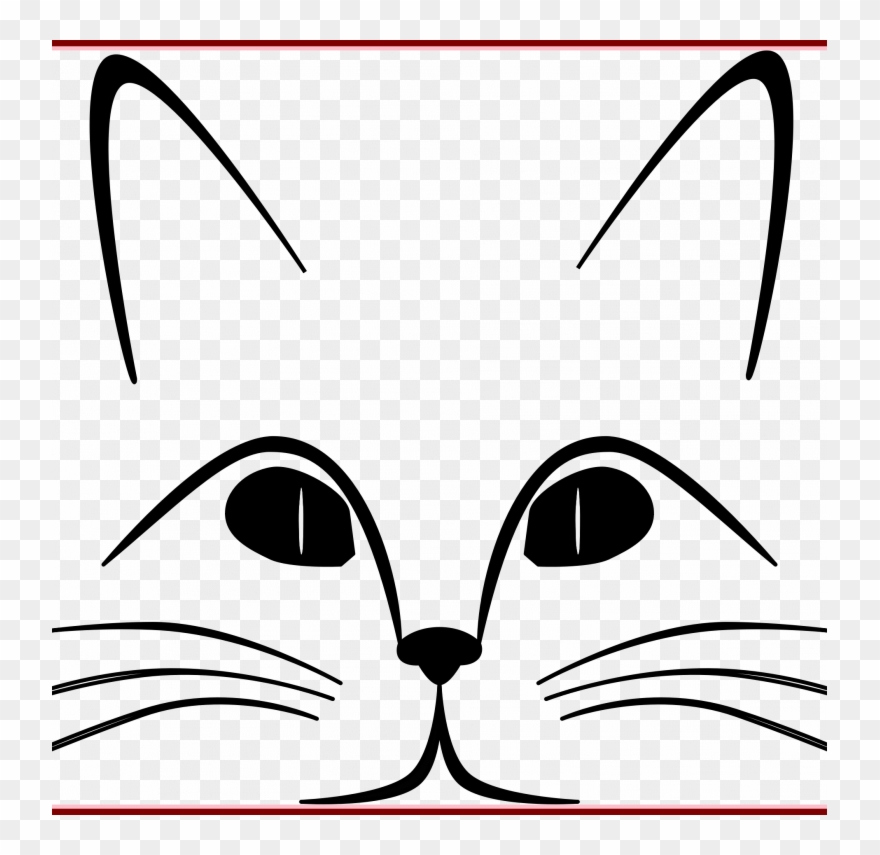 Clip Art Outline Of A Cat Face Png , Png