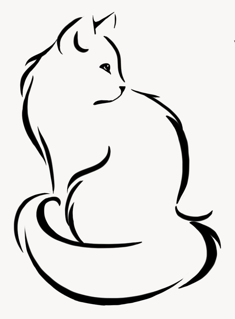 cat outline clipart line drawing
