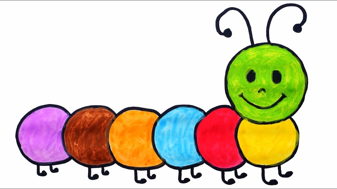 How To Draw And Color Caterpillar For Kids