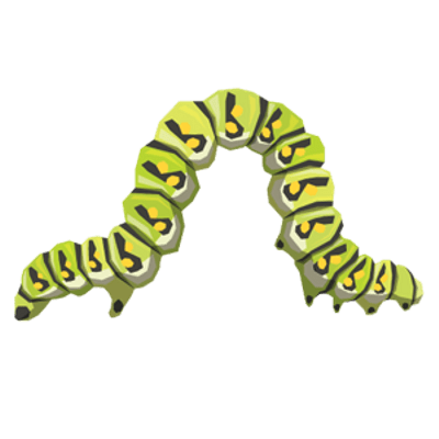Curved caterpillar transparent.