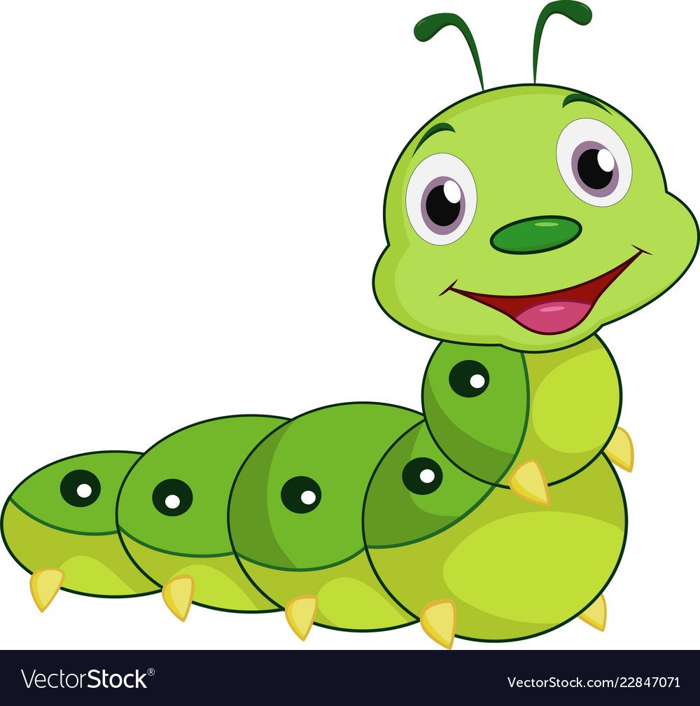 Cartoon happy caterpillar.