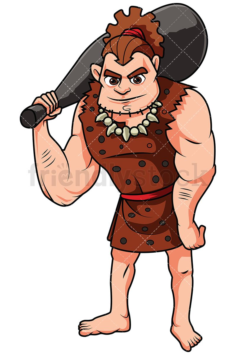 Caveman Carrying A Large Bat On His Shoulders