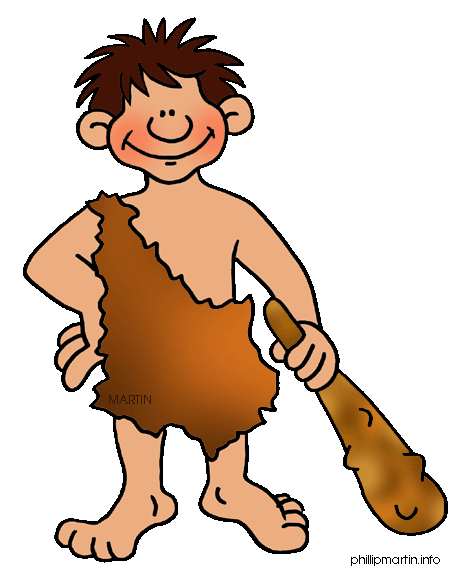 Free Early Human Clip Art by Phillip Martin, Man with Club
