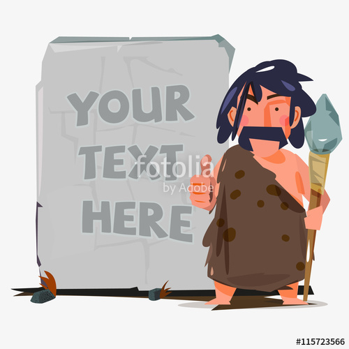 Caveman with huge stone to replace your text