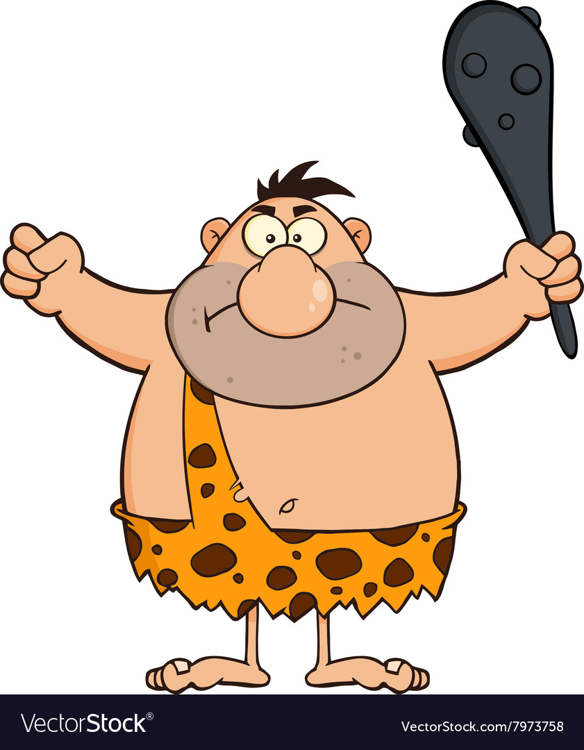 Angry caveman cartoon.