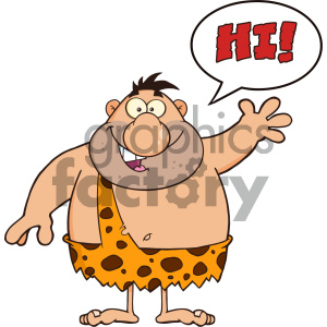 Funny Caveman Cartoon Character Waving With Speech Bubble Vector  Illustration Isolated On White Background clipart