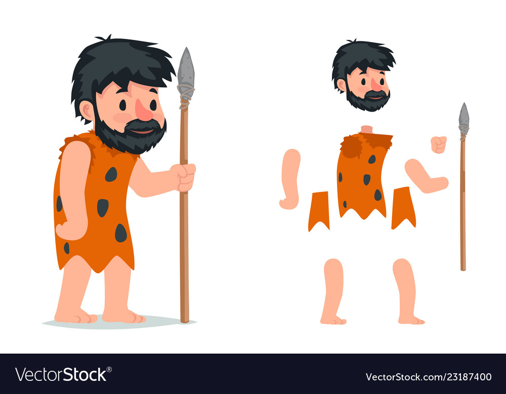 Ancient caveman with stone spear action rpg game