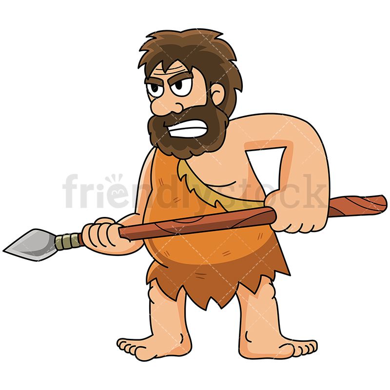 Caveman On Guard With His Spear
