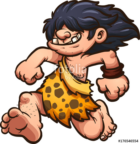 Running cartoon caveman.