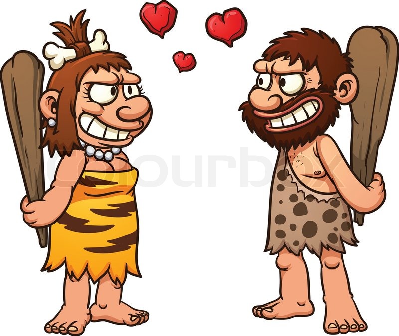 Prehistoric cartoon couple,caveman and