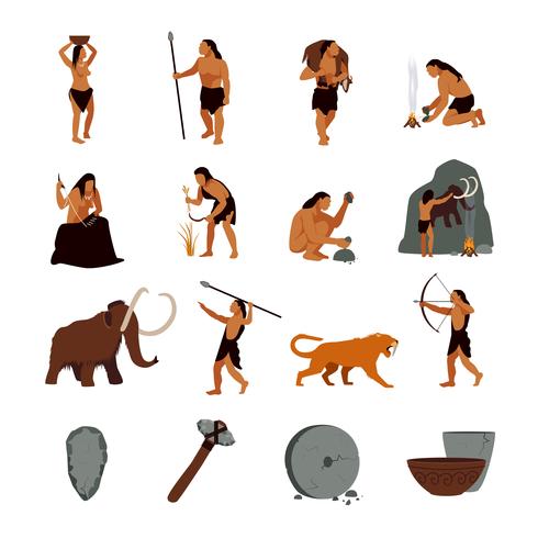 Prehistoric Stone Age Caveman Icons