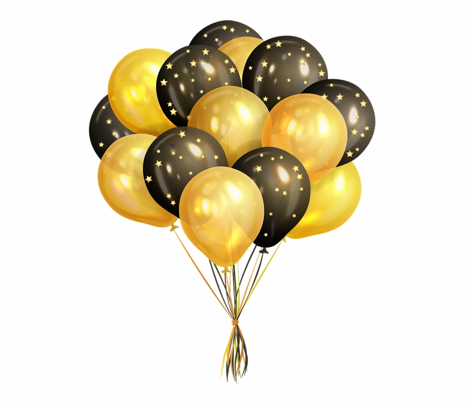 Balloons Confetti Celebration Birthday Fun Black And Gold