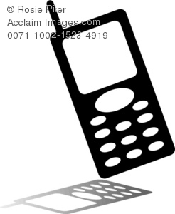 Clipart Illustration of a Silhouette of a Cellular Phone