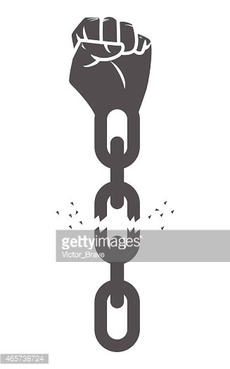 Hand breaking chains, freedom concept Clipart Image
