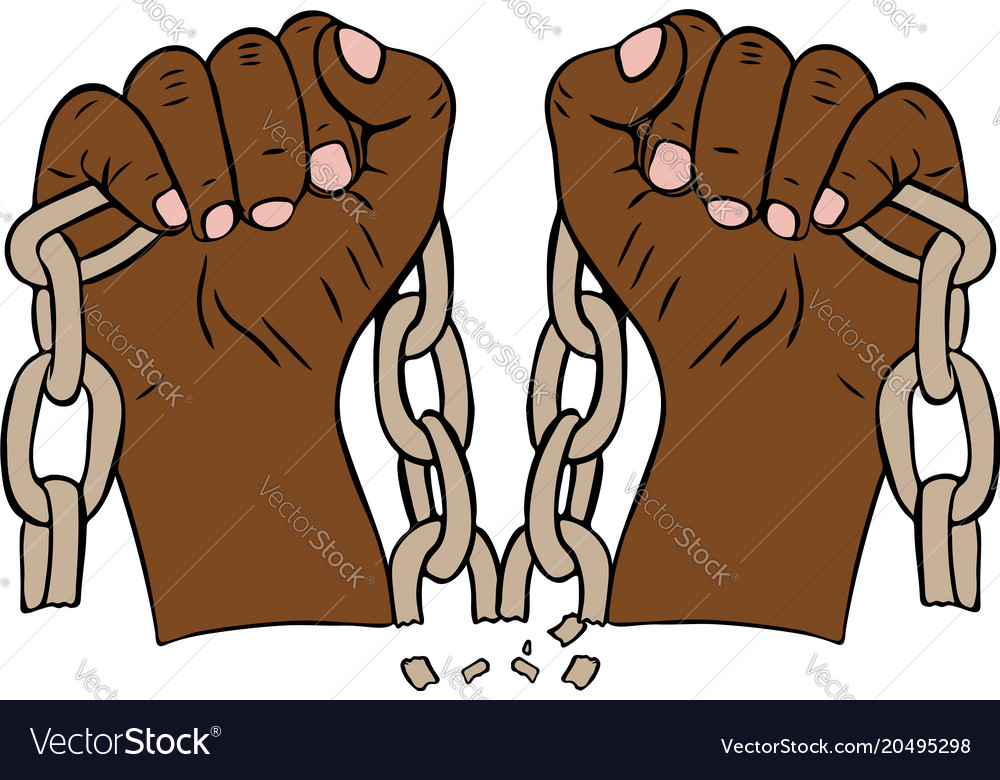 Two male hands holding a torn chain