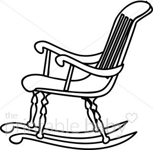 Black and White Rocking Chair Clipart