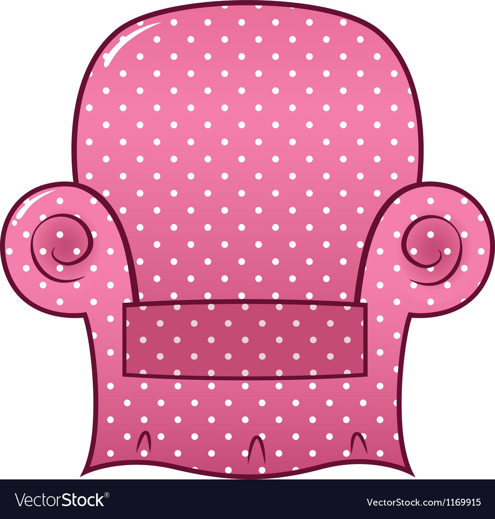 Pink dotted chair clipart isolated on white