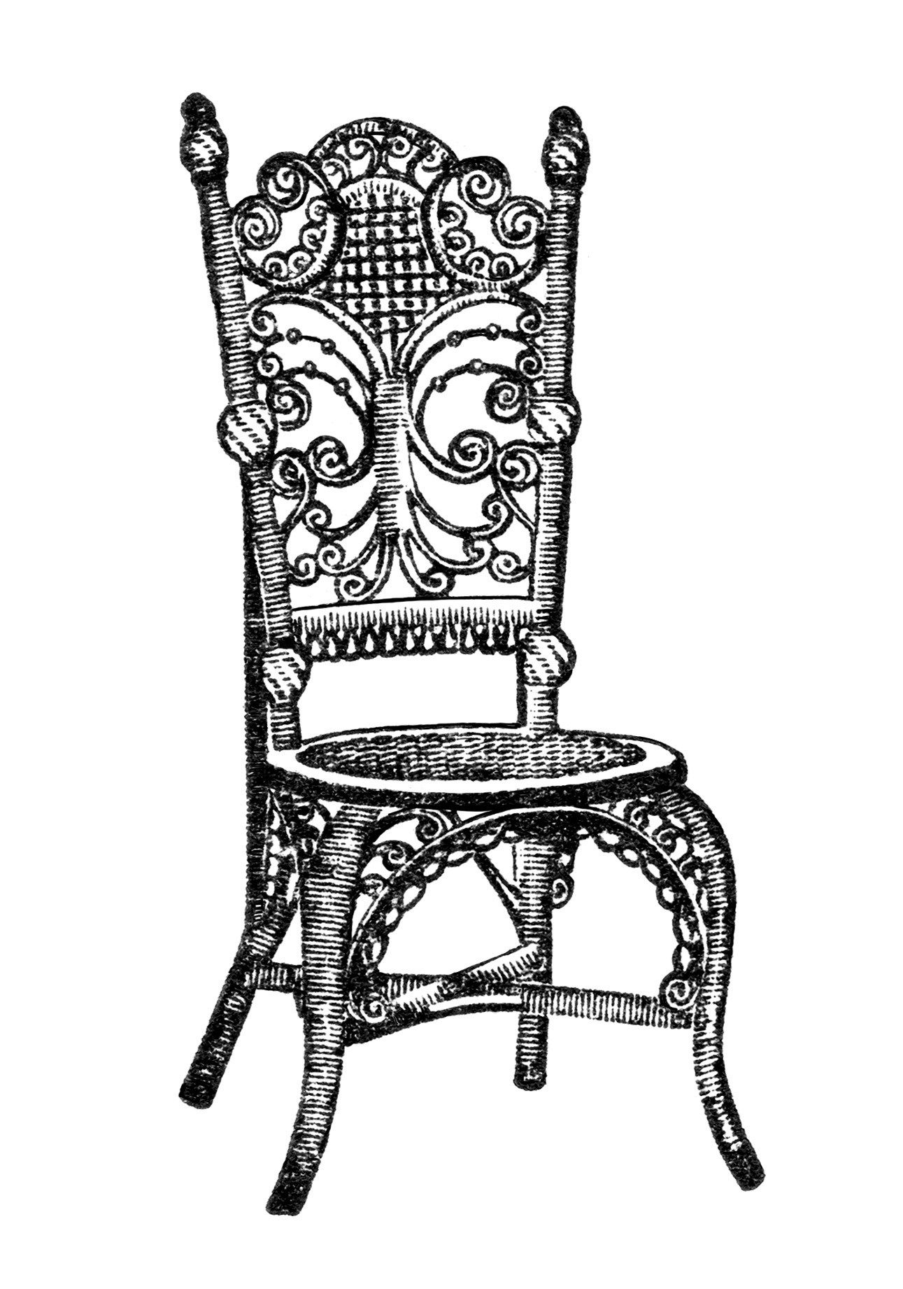 Vintage chair clipart, old fashioned parlor chair, antique