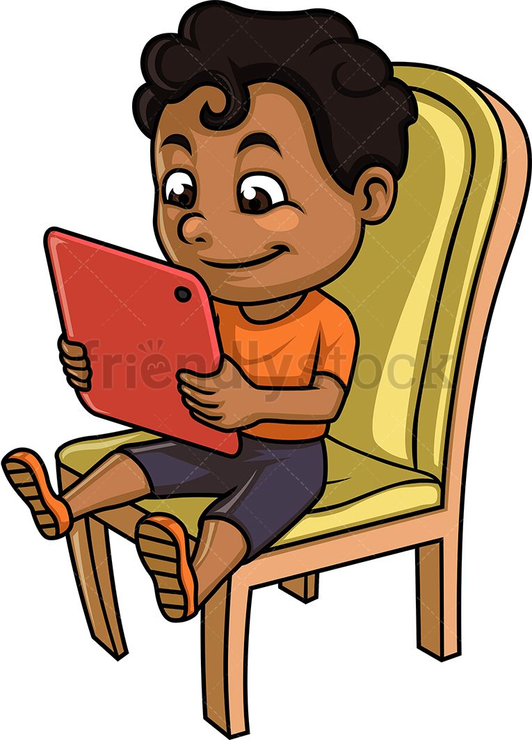 Black Kid Using A Tablet