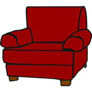 Crimson red armchair.