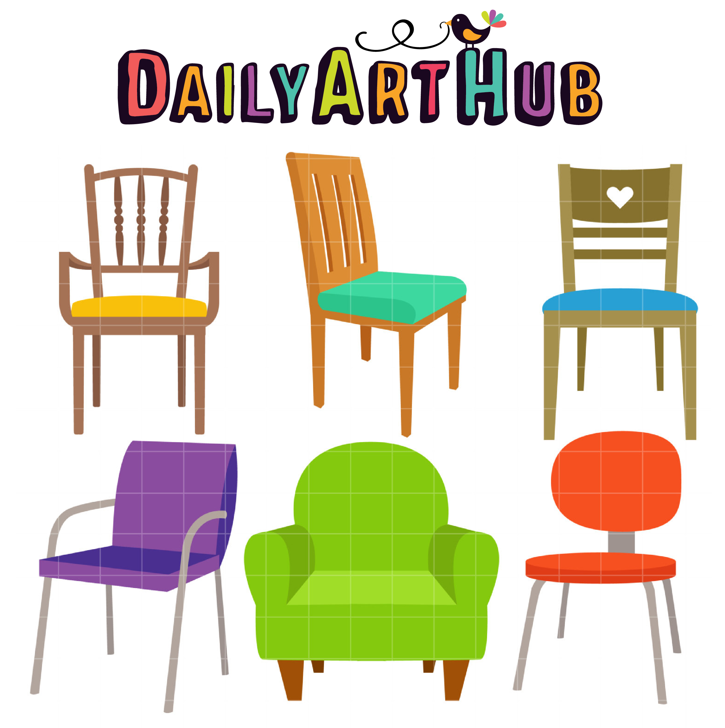 Simple Chairs Clip Art Set