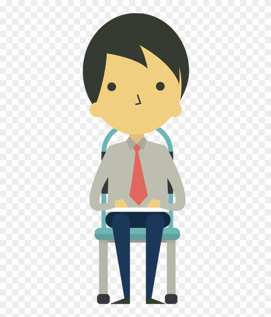 Cartoon businessman sitting.