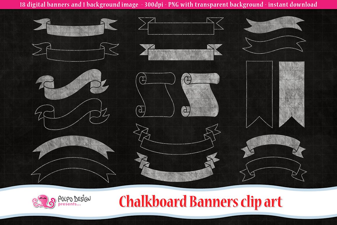 Chalkboard banners clip art