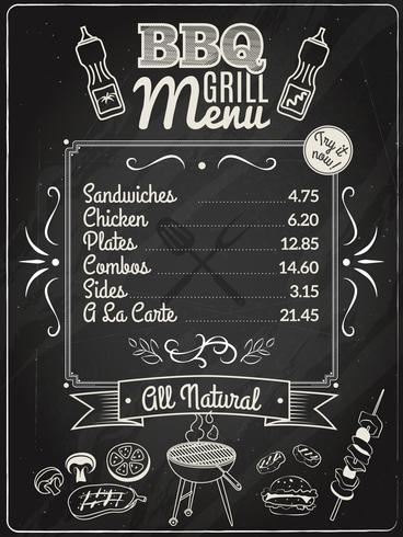 Grill menu chalkboard.