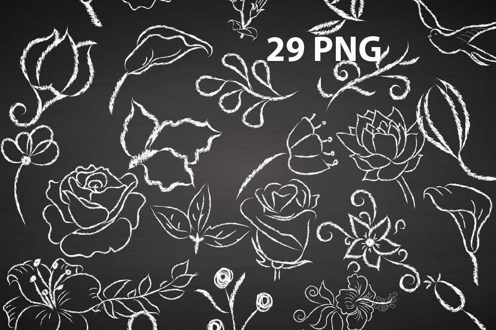 Floral Chalkboard Doodles Clipart