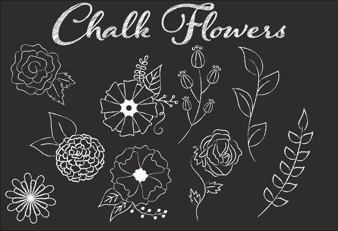 Chalkboard clipart floral.