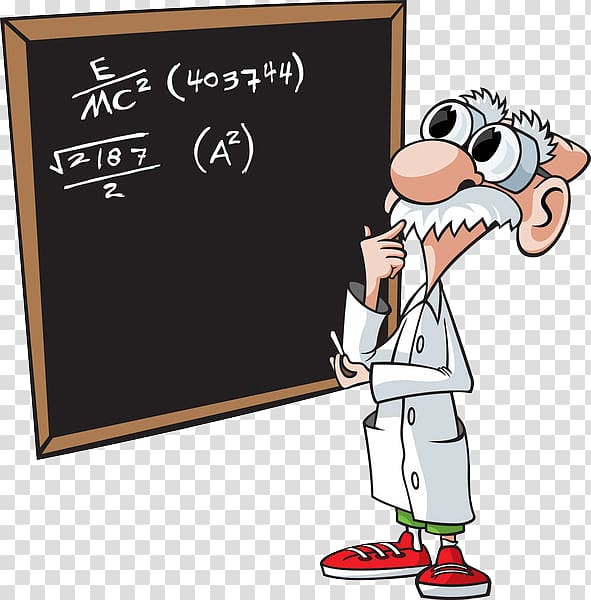 Man looking at chalkboard with equations , Mathematician