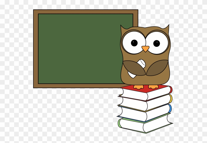 Owl With Books And Chalkboard Clip Art