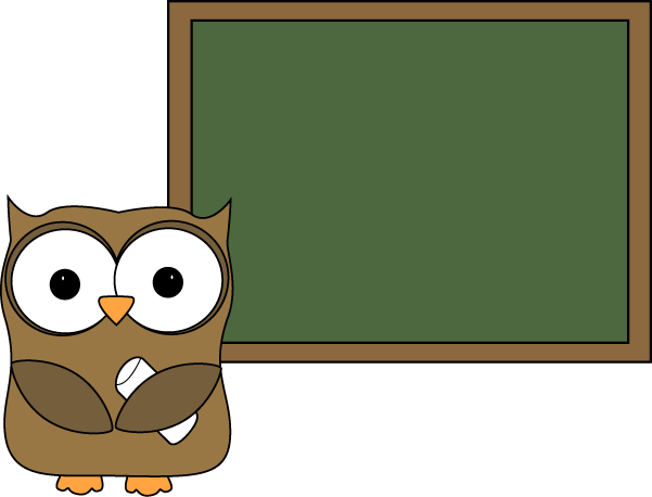 Owl and Blank Chalkboard