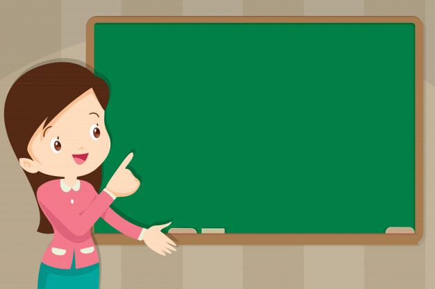 Teacher in front of chalkboard with copy space for your text