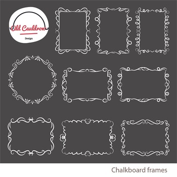 Chalkboard curly frames clipart, vector graphics CL