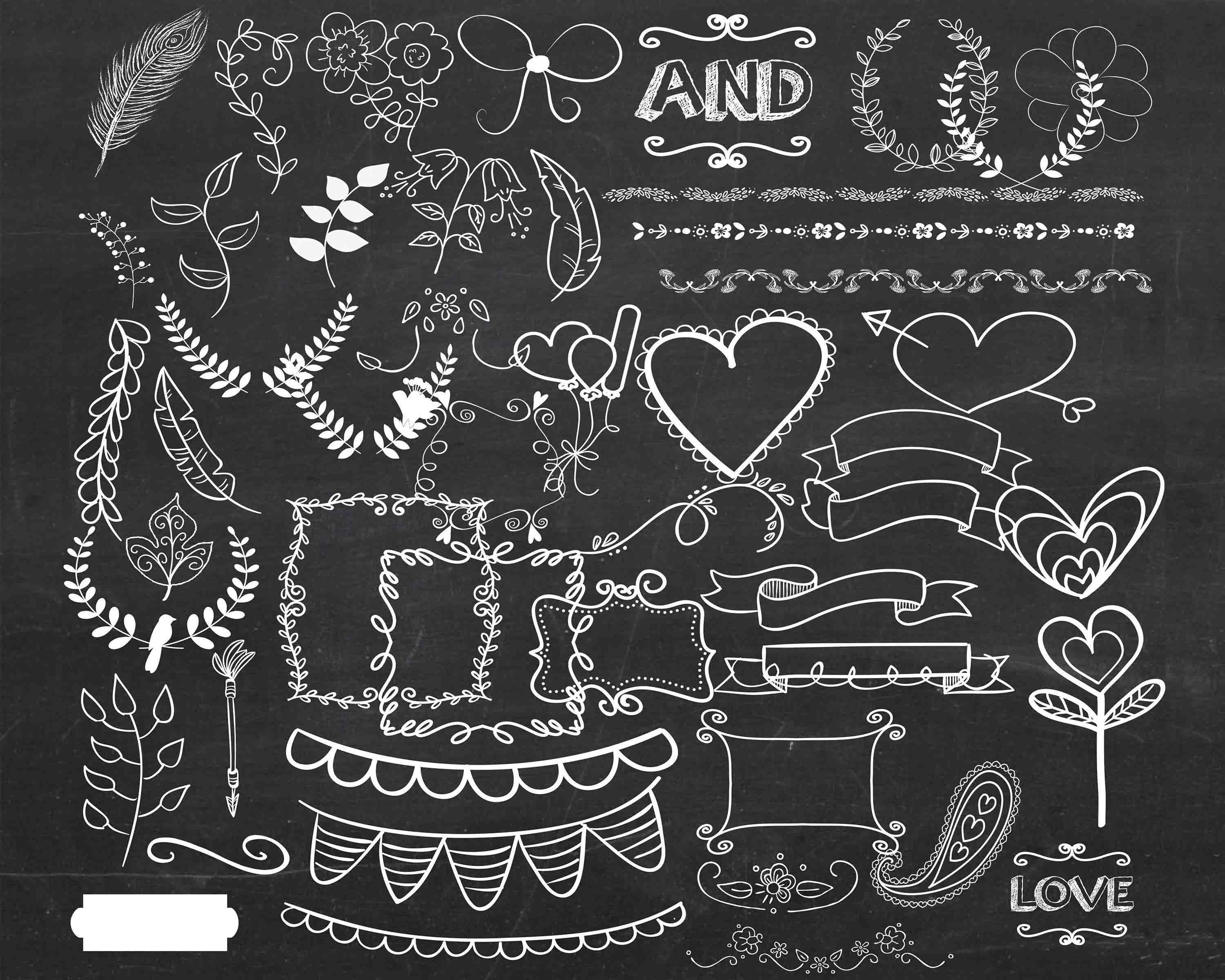 Chalkboard wedding clipart
