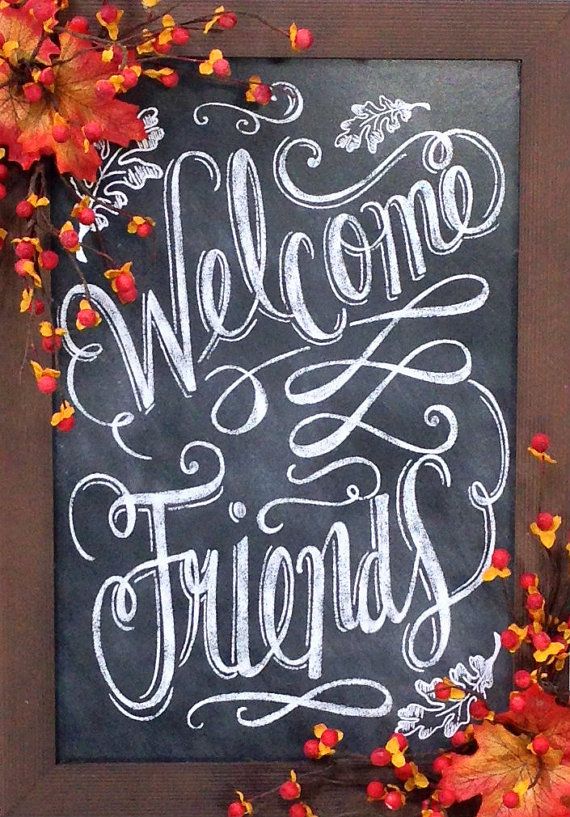 Welcome Friends Chalkboard, Fall Chalkboard Sign, Fall Sign