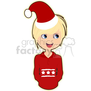 Christmas boy cartoon character vector clip art image clipart
