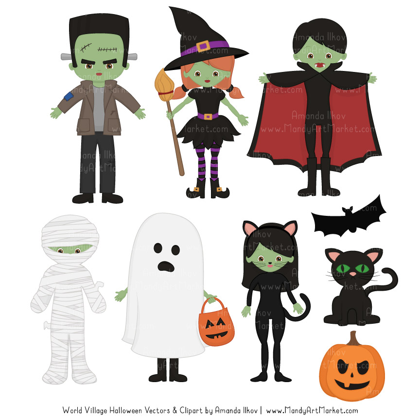 Spooky halloween characters.