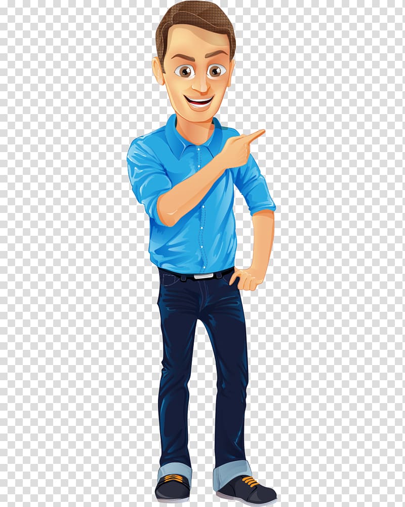 Character Male Cartoon, Short blue dress hand