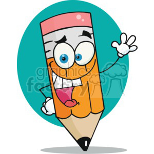 Happy cartoon pencil character clipart