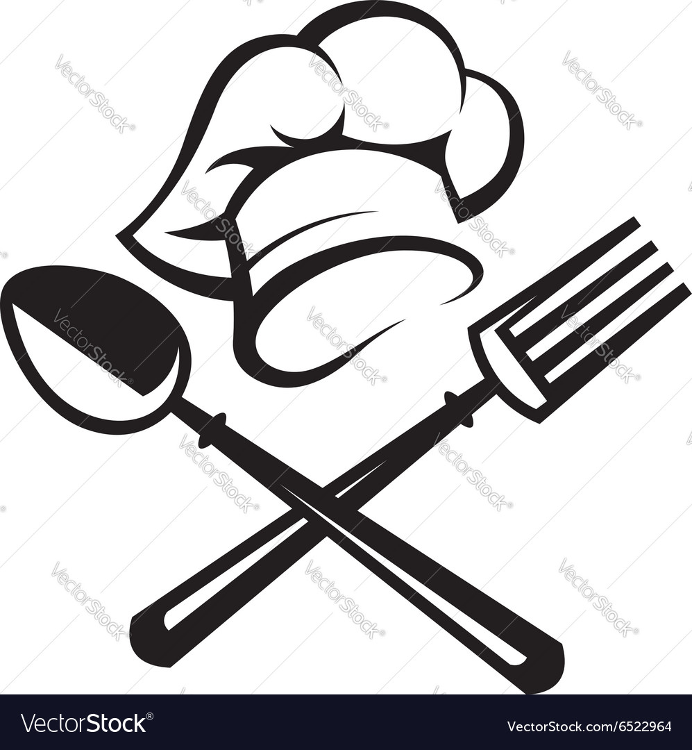Spoon fork and chef hat