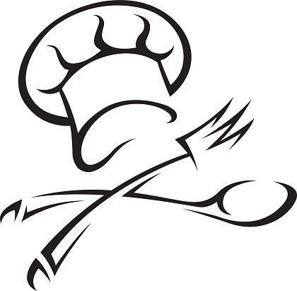 Chef hat with spoon and fork Clipart Image