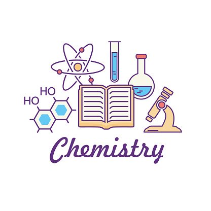 Vector line style school and educations colored chemistry