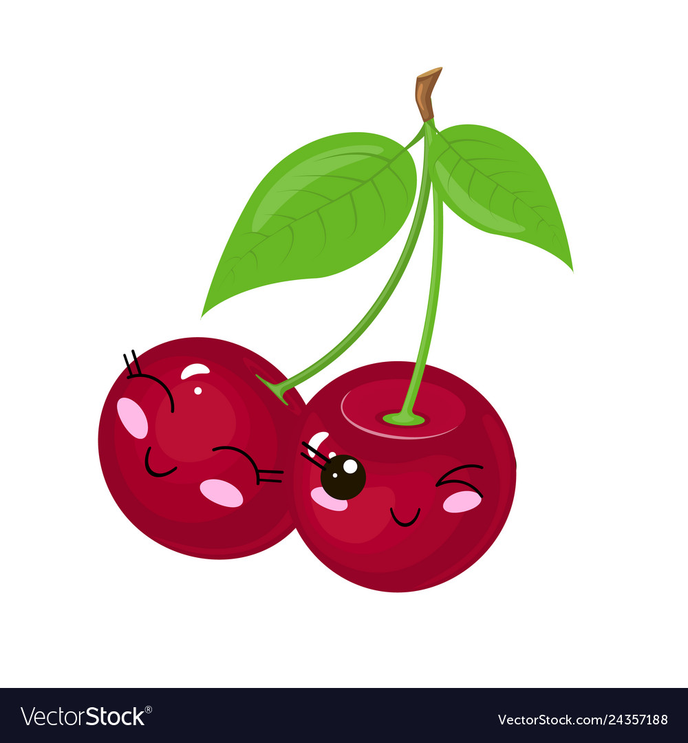 Funny cartoon cute ripe cherry funny face vector image