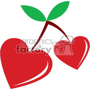 Heart shaped cherries for valentines vector art flat design clipart