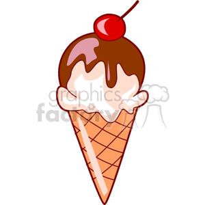 Ice Cream Cone with a cherry on top clipart
