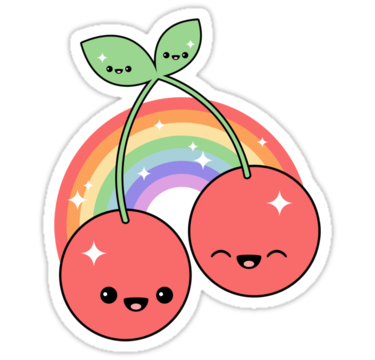 Cherry rainbow sticker.
