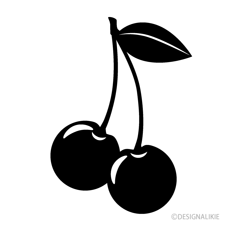 Free Black and White Cherry Clipart Image