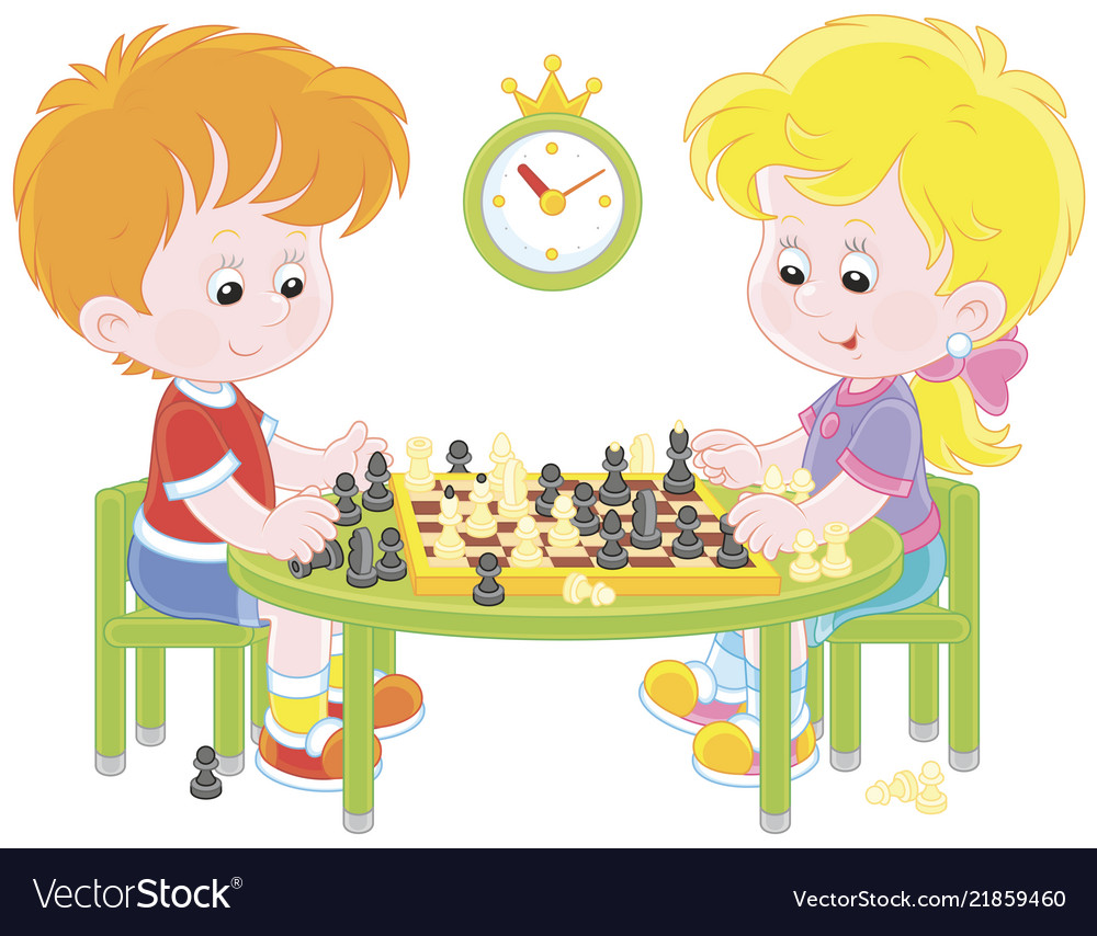 Children playing chess vector image
